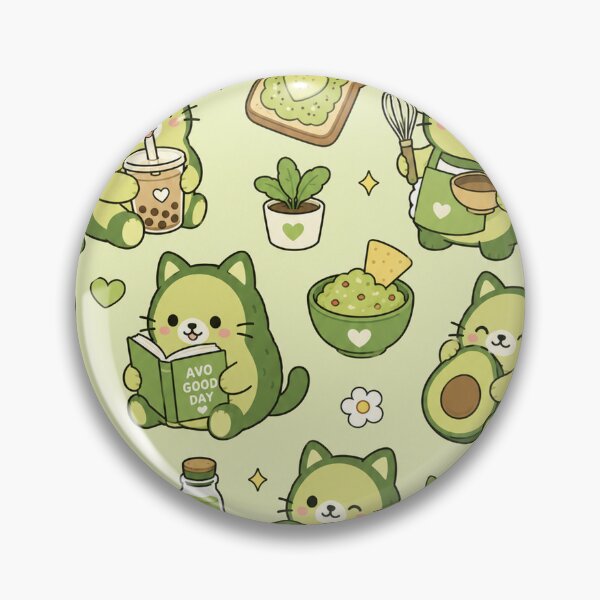 Item preview, Cute Avocado Cat Kawaii Pattern designed and sold by Soft Berry Studio.