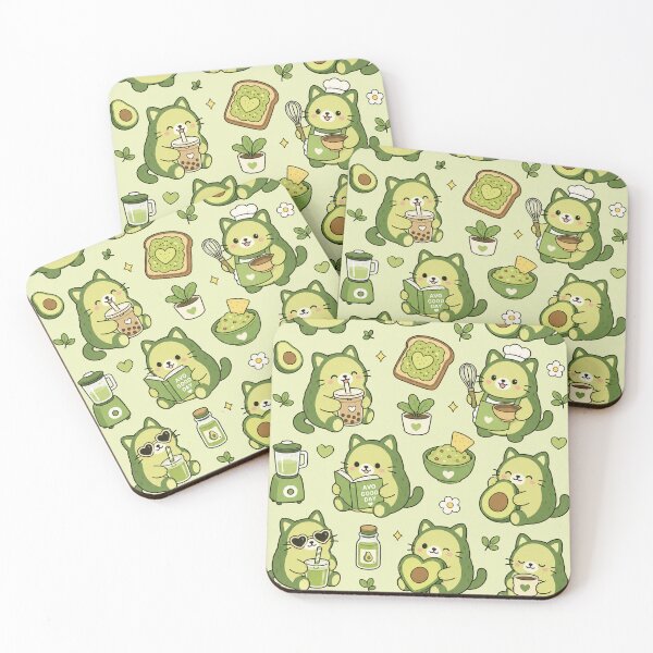 Item preview, Cute Avocado Cat Kawaii Pattern designed and sold by Soft Berry Studio.