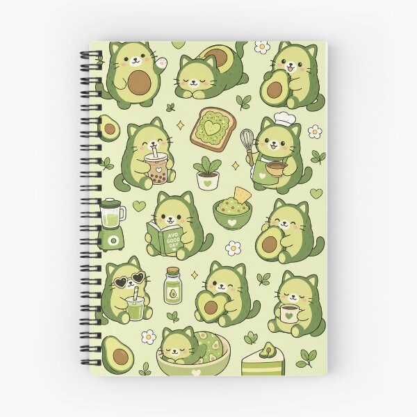 Item preview, Cute Avocado Cat Kawaii Pattern designed and sold by Soft Berry Studio.