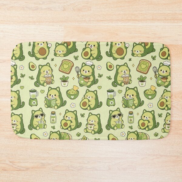 Item preview, Cute Avocado Cat Kawaii Pattern designed and sold by Soft Berry Studio.