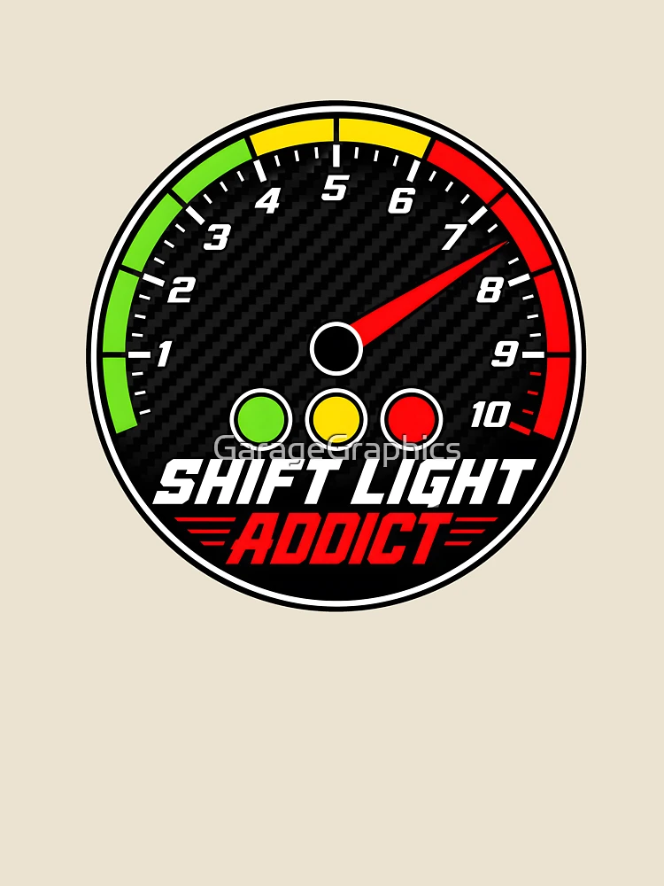 Thumbnail 4 of 4, Relaxed T-Shirt, Shift Light Addict - Sim Racing Humor designed and sold by GarageGraphics.