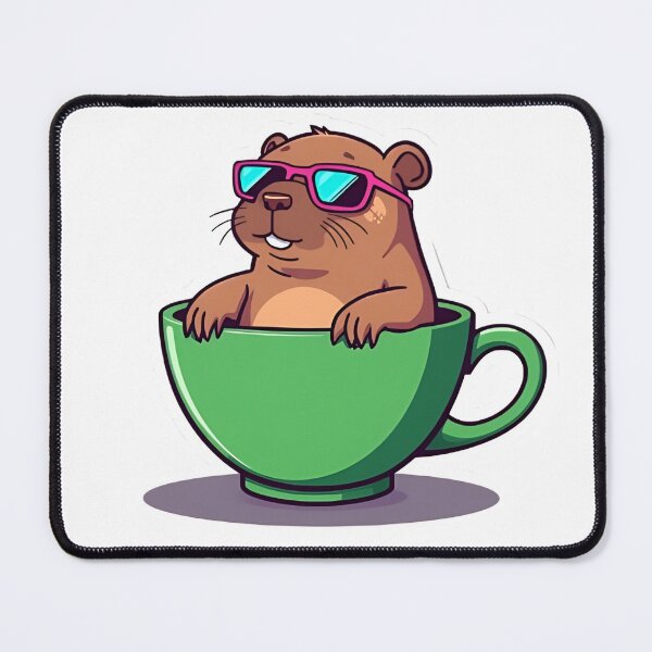 Item preview, Cute Kawaii Capybara in Matcha Tea Cup Sticker designed and sold by RareVisuals.