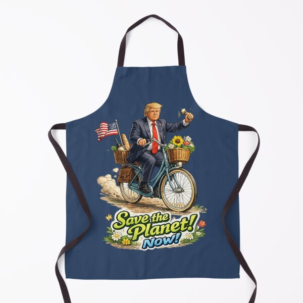 Item preview, Save the Planet Now bicycle satire illustration with Donald Trump designed and sold by World-of-Magic.