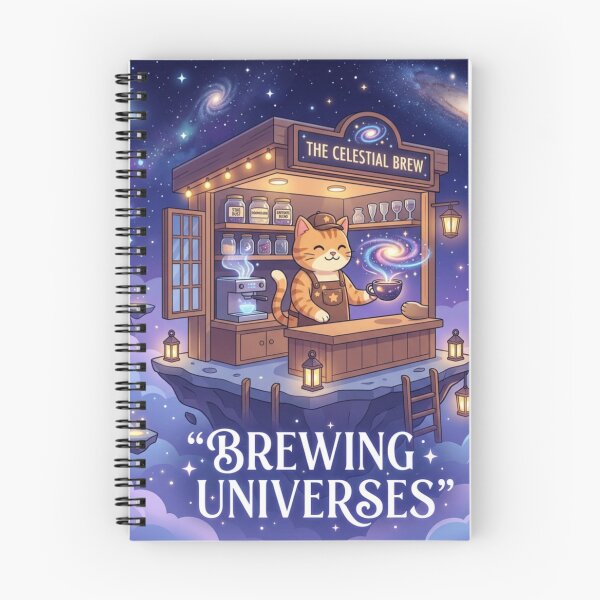 Item preview, The Celestial Brew – Cosmic Cat Café designed and sold by Dogandesighn.