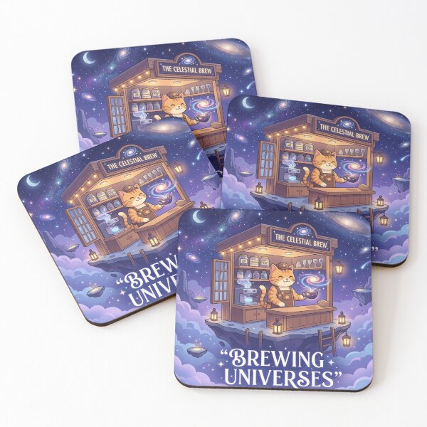 Item preview, The Celestial Brew – Cosmic Cat Café designed and sold by Dogandesighn.