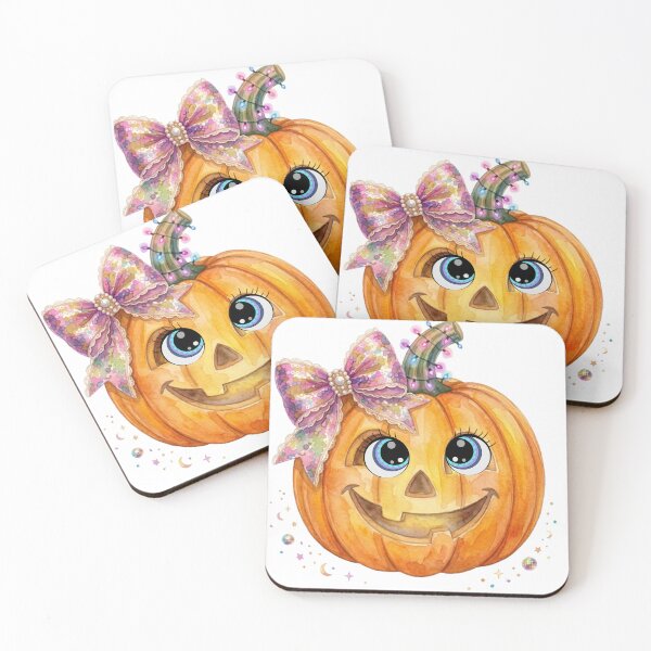 Item preview, Kawaii Halloween Pumpkin Clipart: Watercolor Jack-o'-Lantern with Fairy Lights and Glitter Bow designed and sold by VibranPalette.