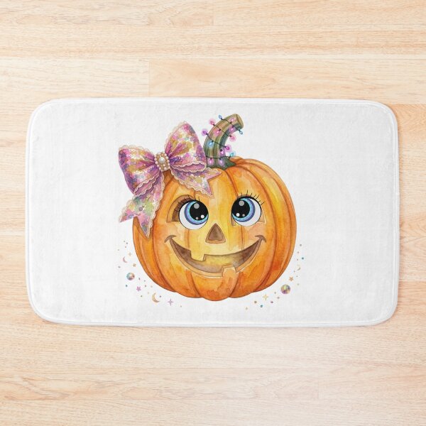 Item preview, Kawaii Halloween Pumpkin Clipart: Watercolor Jack-o'-Lantern with Fairy Lights and Glitter Bow designed and sold by VibranPalette.