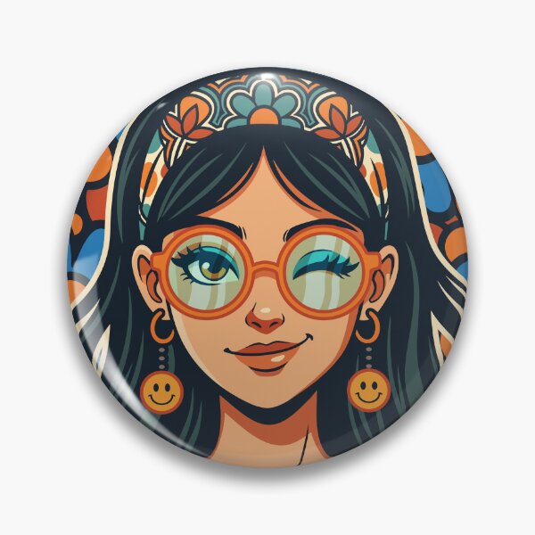 Item preview, Retro Groovy Hippie Girl with Flowers - Unbothered & Blooming designed and sold by Juka-Arts-CC.