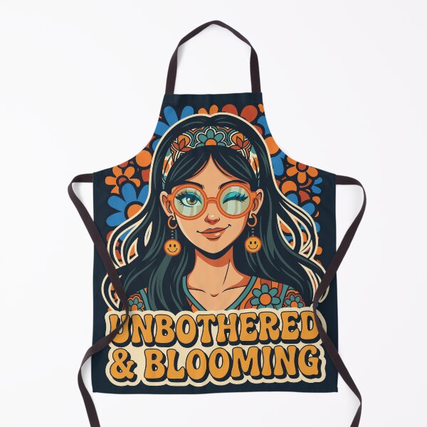Item preview, Retro Groovy Hippie Girl with Flowers - Unbothered & Blooming designed and sold by Juka-Arts-CC.