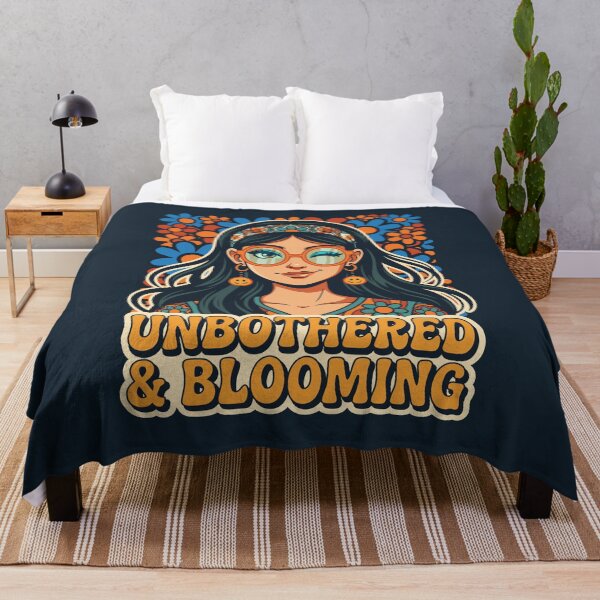 Item preview, Retro Groovy Hippie Girl with Flowers - Unbothered & Blooming designed and sold by Juka-Arts-CC.