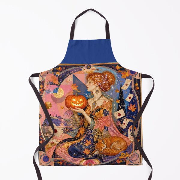 Item preview, The Autumn Goddess - Guardian of the Foxes, Natural Samhain Pumpkin, Mystic Letters, Celestial Art Nouveau, Spirit of October designed and sold by Natalia-Vlad.