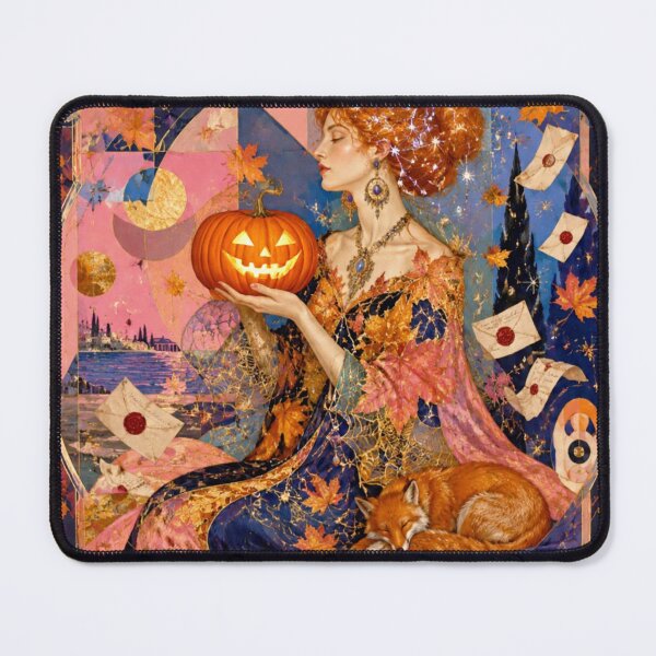Item preview, The Autumn Goddess - Guardian of the Foxes, Natural Samhain Pumpkin, Mystic Letters, Celestial Art Nouveau, Spirit of October designed and sold by Natalia-Vlad.