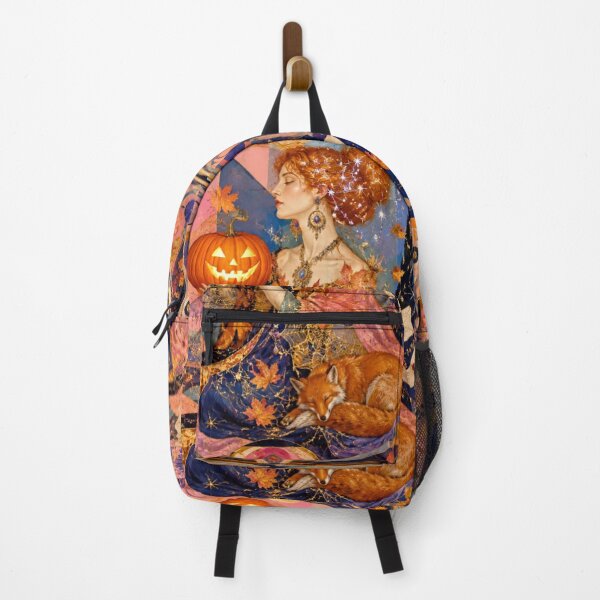 Item preview, The Autumn Goddess - Guardian of the Foxes, Natural Samhain Pumpkin, Mystic Letters, Celestial Art Nouveau, Spirit of October designed and sold by Natalia-Vlad.