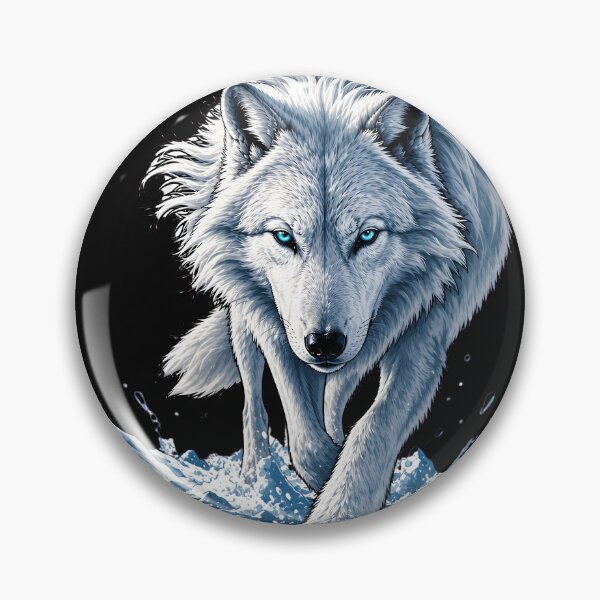 Item preview, Majestic White Wolf Under Full Moon – Arctic Ice Wolf Fantasy Art designed and sold by CozyAnimalArt.