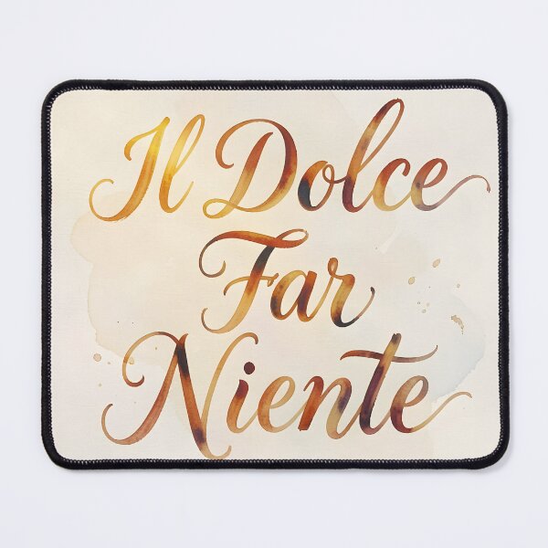 Item preview, Il Dolce Far Niente – Calligraphy on Beige with Golden Orange Script designed and sold by EmeraldeaArt.