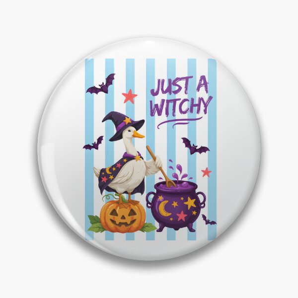 Item preview, Just a Witchy Goose – Cute Halloween Goose with Pumpkin, Magic Cauldron and Bats designed and sold by Snifferius.