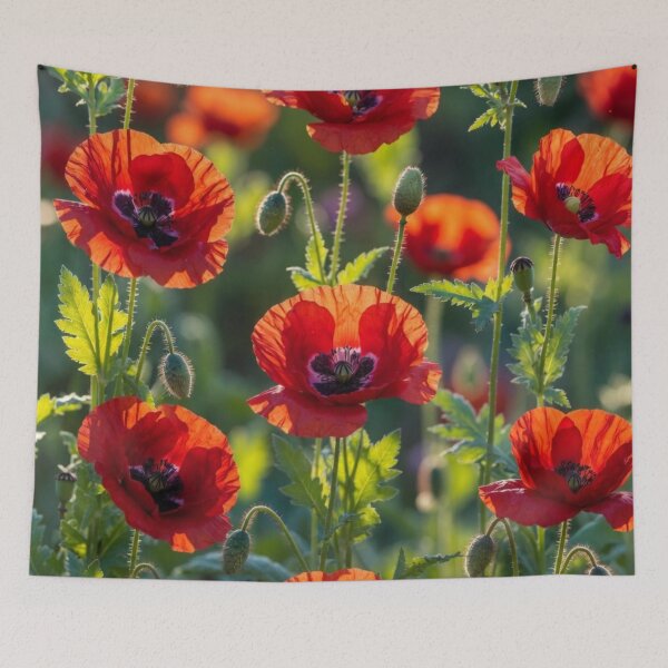 Item preview, Bold Red Poppy Flower Field Art designed and sold by IntelliMindDesigns.