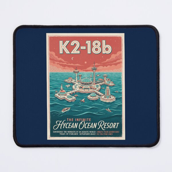 Item preview, K2-18b Exoplanet Retro NASA Travel Poster Hycean Ocean designed and sold by RetroRewind Studio.