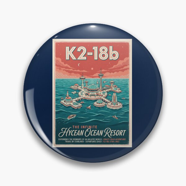 Item preview, K2-18b Exoplanet Retro NASA Travel Poster Hycean Ocean designed and sold by RetroRewind Studio.