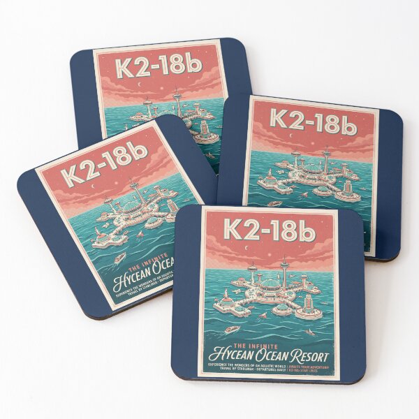 Item preview, K2-18b Exoplanet Retro NASA Travel Poster Hycean Ocean designed and sold by RetroRewind Studio.