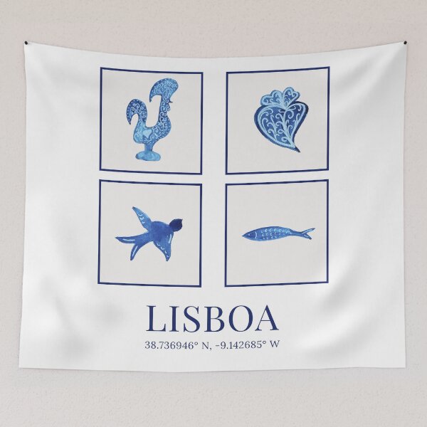 Item preview, Lisbon poster with watercolor coordinates designed and sold by ElizabethCoelho.