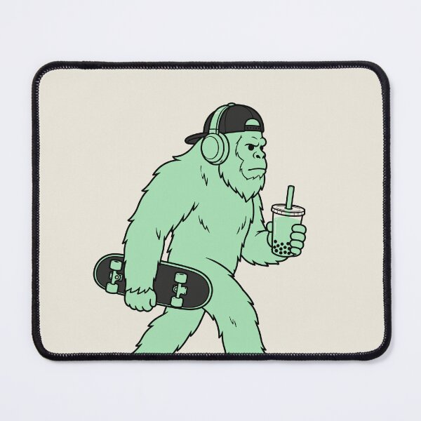 Item preview, Mint Green Bigfoot with Backward Hat Skateboard Headphones and Boba Tea Design designed and sold by American Spirit.