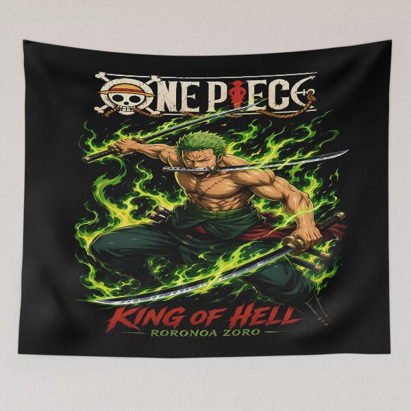 Item preview, King of Hell- Roronoa Zoro  - Green Flame -Asura Zoro Aesthetic Design designed and sold by Trinidesigns123.