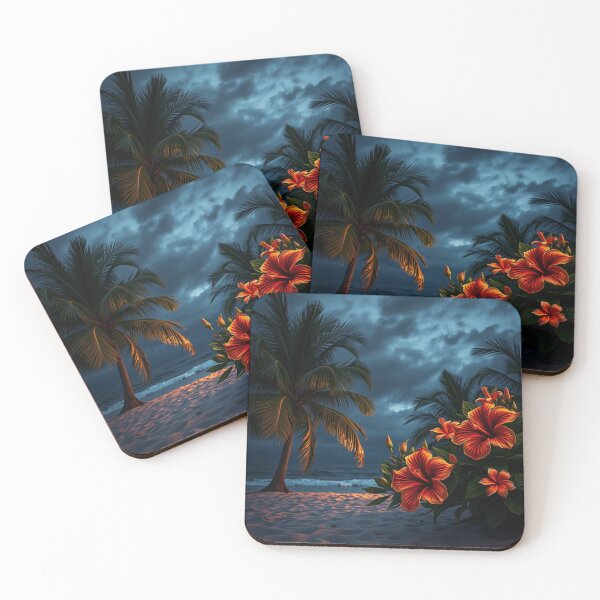 Item preview, Dramatic Tropical Beach Palm Tree Scene designed and sold by IntelliMindDesigns.