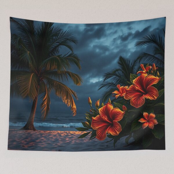 Item preview, Dramatic Tropical Beach Palm Tree Scene designed and sold by IntelliMindDesigns.