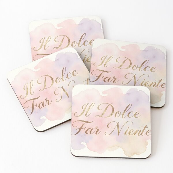 Item preview, Il Dolce Far Niente – Gold Cursive Calligraphy on Watercolor Background designed and sold by EmeraldeaArt.