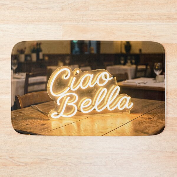 Item preview, Ciao Bella Typo Lamp on Wooden Table – Warm Ambient Room Lighting designed and sold by EmeraldeaArt.