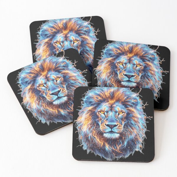 Item preview, Thunder Lion King | Blue Fire Electric Neon Lion Art designed and sold by KingofHearts25.