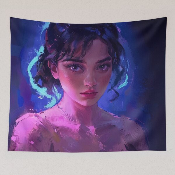 Item preview, Neon Dream Girl | Cyberpunk Digital Portrait designed and sold by GenesisArtis.