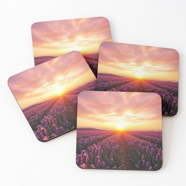 Item preview, Lavender Field Vibrant Sunset Sky Path designed and sold by IntelliMindDesigns.