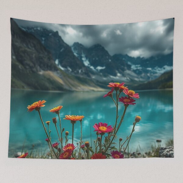 Item preview, Epic Mountain Lake Wildflower Landscape designed and sold by IntelliMindDesigns.