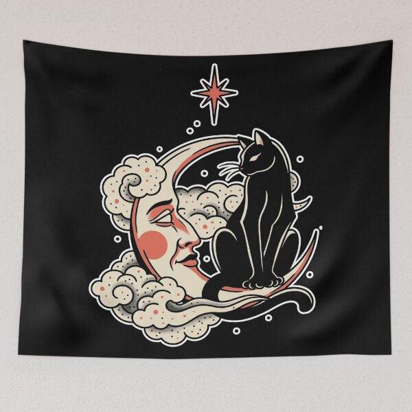 Item preview, Moon with cat tarot designed and sold by Mario-Mora-Art.