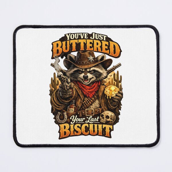 Item preview, You've Just Buttered Your Last Biscuit - Funny Cowboy Raccoon Meme designed and sold by FANTASYoDarknes.