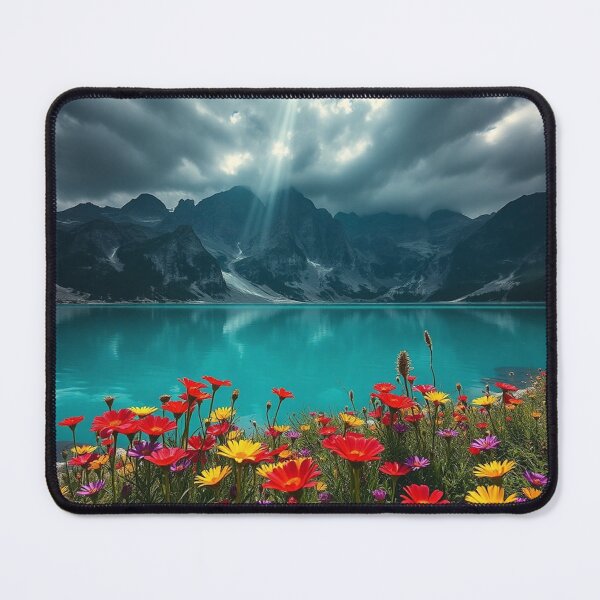 Item preview, Dramatic Sun Rays Over Mountain Lake designed and sold by IntelliMindDesigns.
