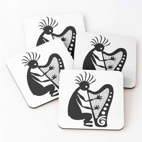 Item preview, Illustration of a musician playing the artistic harp designed and sold by Keltoi-art.
