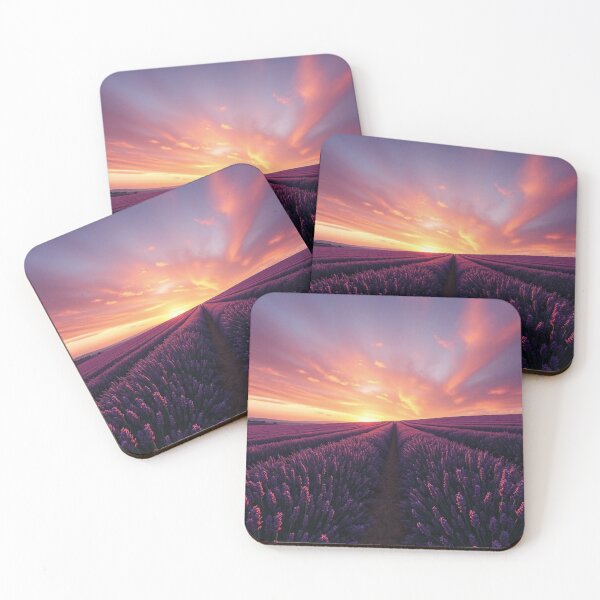 Item preview, Epic Lavender Field Vibrant Sunset Path designed and sold by IntelliMindDesigns.