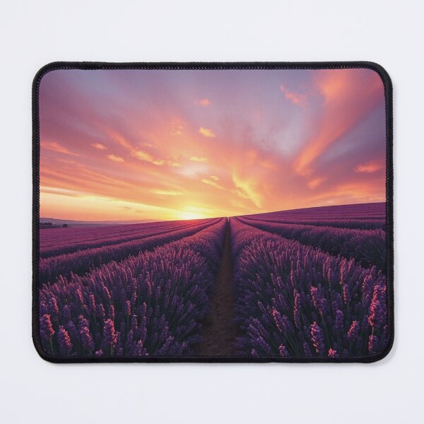 Item preview, Epic Lavender Field Vibrant Sunset Path designed and sold by IntelliMindDesigns.