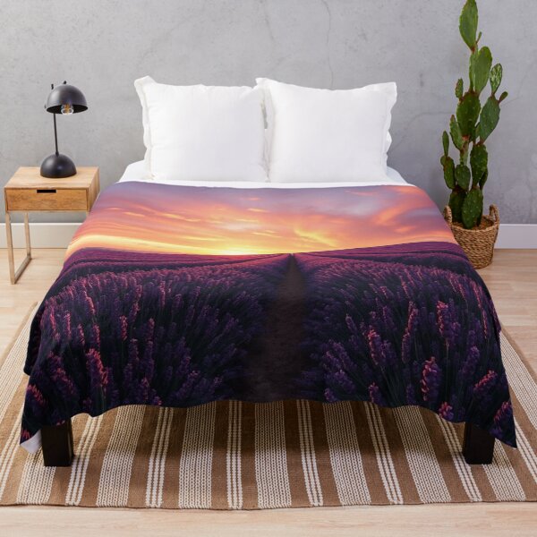 Item preview, Epic Lavender Field Vibrant Sunset Path designed and sold by IntelliMindDesigns.