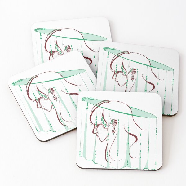 Item preview, Minimalist Girl in Green Veil Hat - Avant-Garde Female Line Art Portrait designed and sold by SvitlanaSolo.