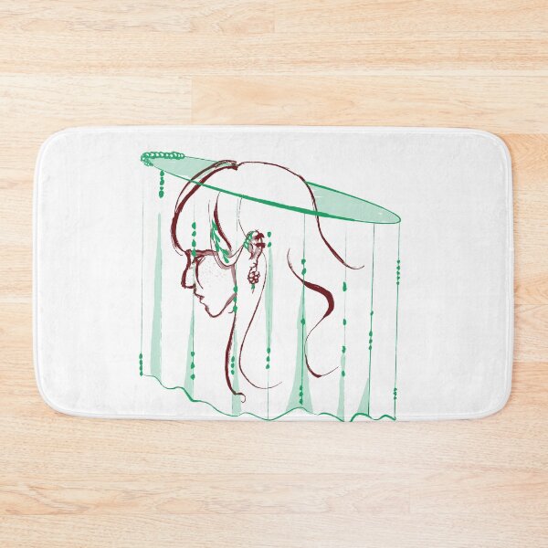 Item preview, Minimalist Girl in Green Veil Hat - Avant-Garde Female Line Art Portrait designed and sold by SvitlanaSolo.