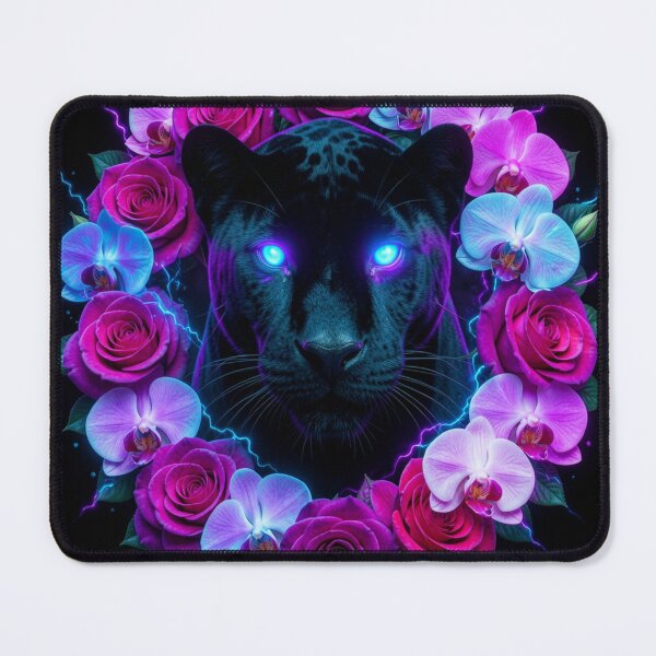 Item preview, Neon Black Panther Floral Gothic Art designed and sold by JanjjaSoulInk.