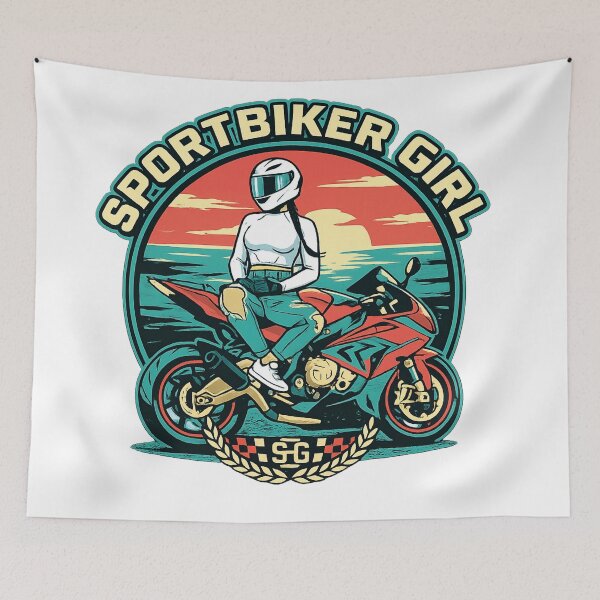 Item preview, Sport Biker Girl Retro Sunset Motorcycle Graphic designed and sold by AVStudioS&S.