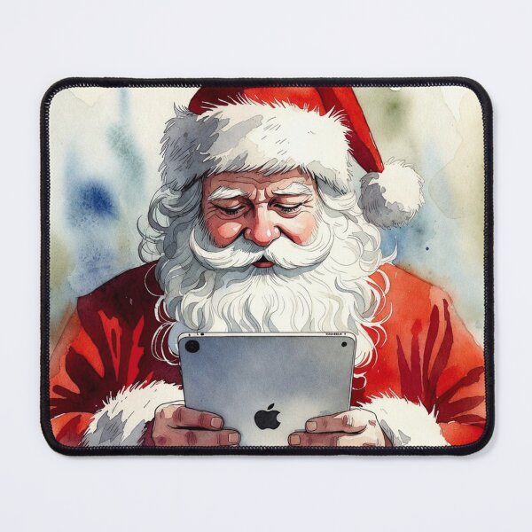 Item preview, Santa Claus with Tablet - Modern Christmas Watercolor Art designed and sold by Pioneer Spirit Market.