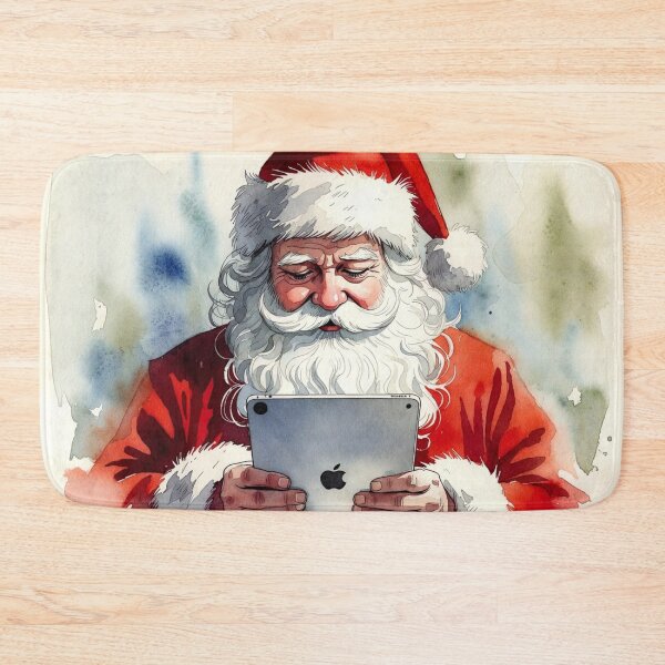 Item preview, Santa Claus with Tablet - Modern Christmas Watercolor Art designed and sold by Pioneer Spirit Market.