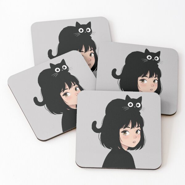 Item preview, A girl and a black cat designed and sold by ArteDelCine.