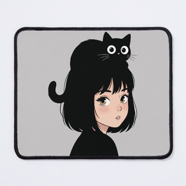 Item preview, A girl and a black cat designed and sold by ArteDelCine.